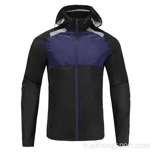 Hommes Soccer Wear Zip Up Hoodies Bleu